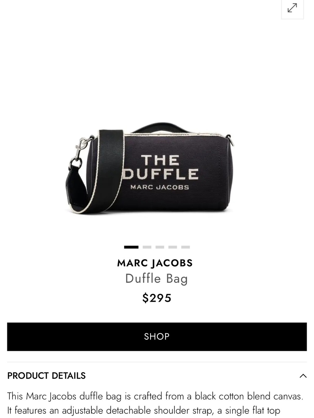 Marc Jacobs Black 'The Duffle' Canvas Toiletry Pouch - no strap